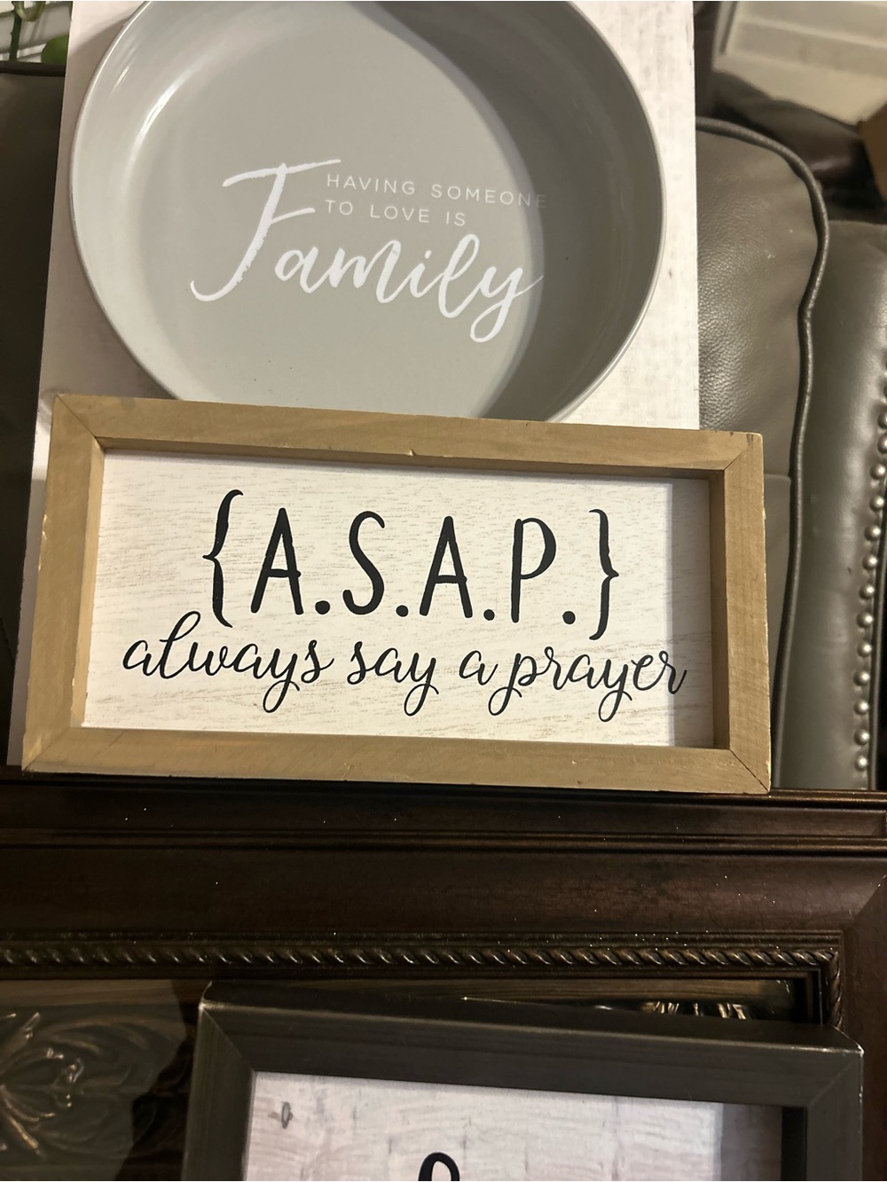 Inspirational 'A.S.A.P. Always Say A Prayer' Wood Framed Sign - White and Tan